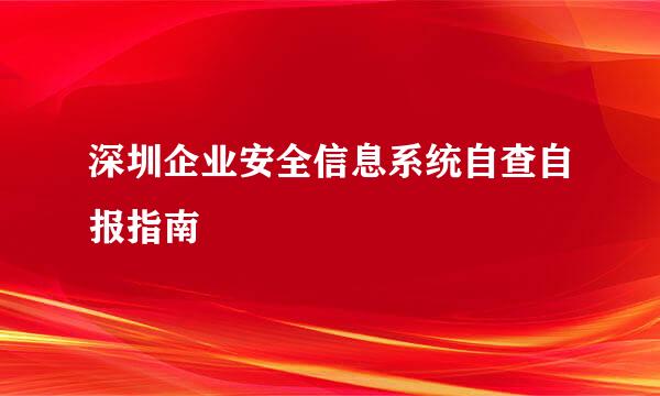 深圳企业安全信息系统自查自报指南