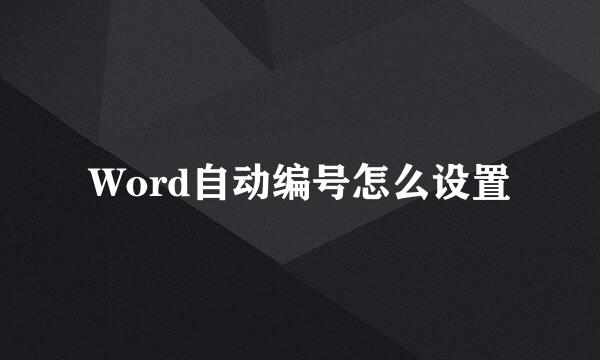 Word自动编号怎么设置