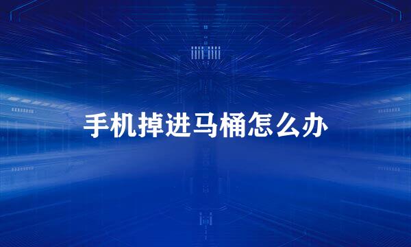 手机掉进马桶怎么办