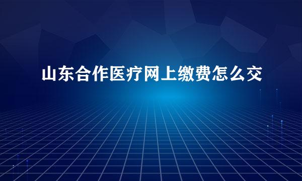 山东合作医疗网上缴费怎么交