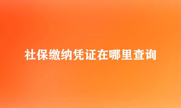 社保缴纳凭证在哪里查询