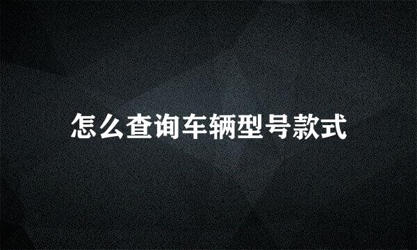 怎么查询车辆型号款式