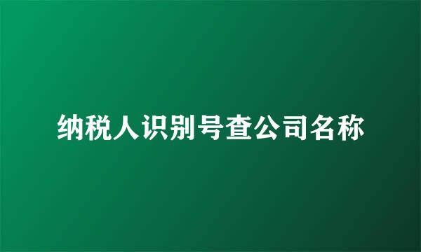 纳税人识别号查公司名称