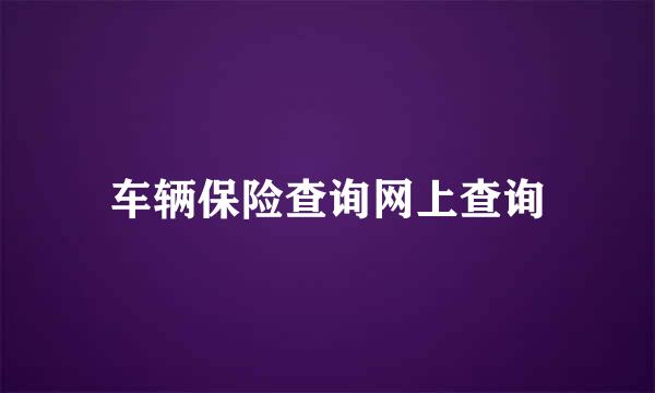 车辆保险查询网上查询