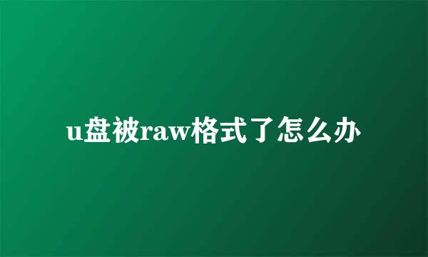 u盘被raw格式了怎么办
