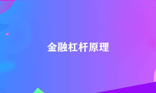金融杠杆原理