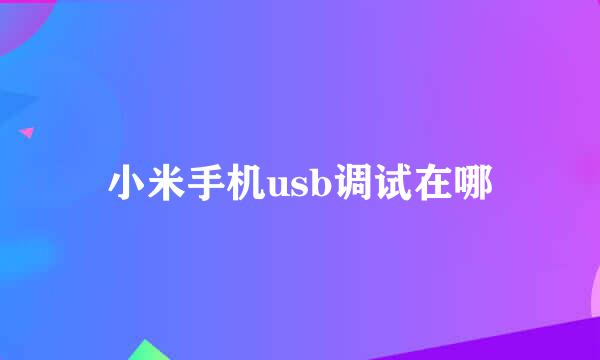 小米手机usb调试在哪