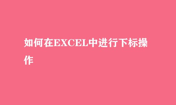 如何在EXCEL中进行下标操作