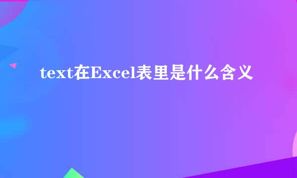 text在Excel表里是什么含义