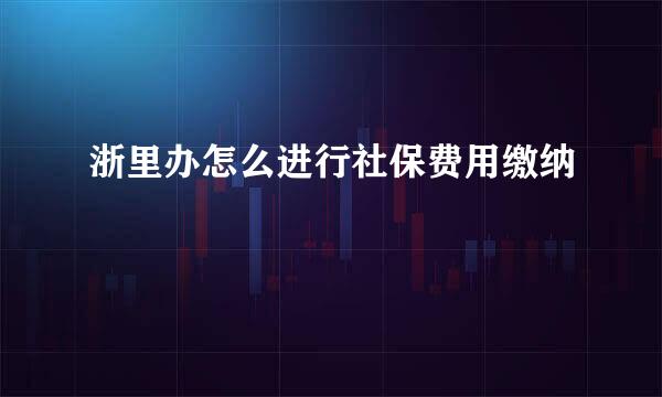 浙里办怎么进行社保费用缴纳