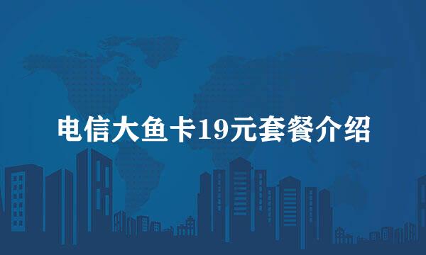 电信大鱼卡19元套餐介绍
