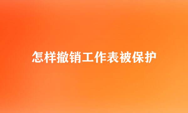 怎样撤销工作表被保护