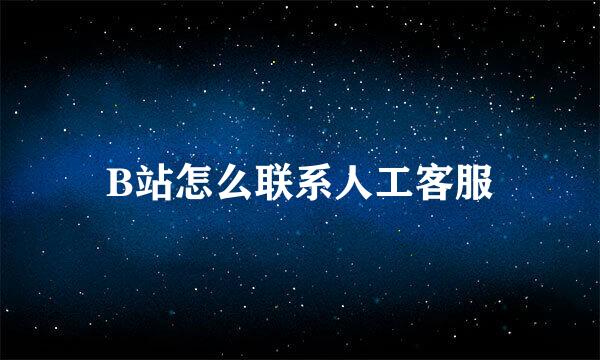 B站怎么联系人工客服
