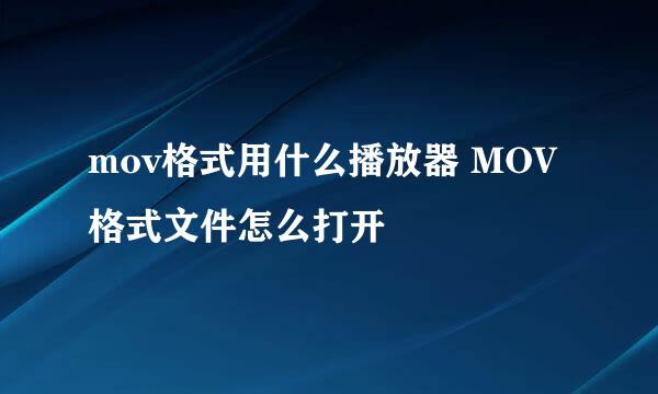 mov格式用什么播放器 MOV格式文件怎么打开