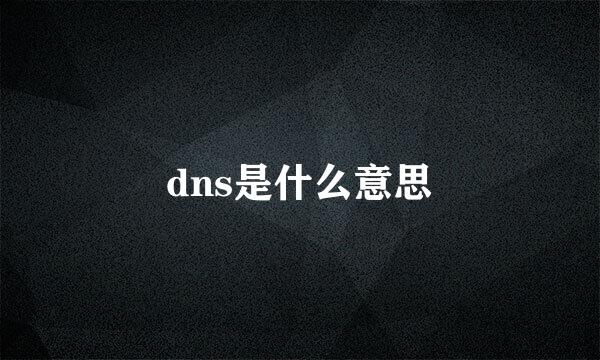 dns是什么意思
