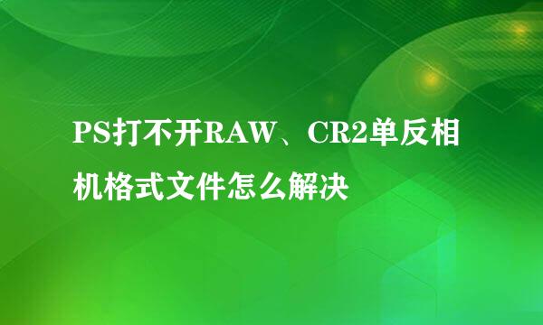 PS打不开RAW、CR2单反相机格式文件怎么解决