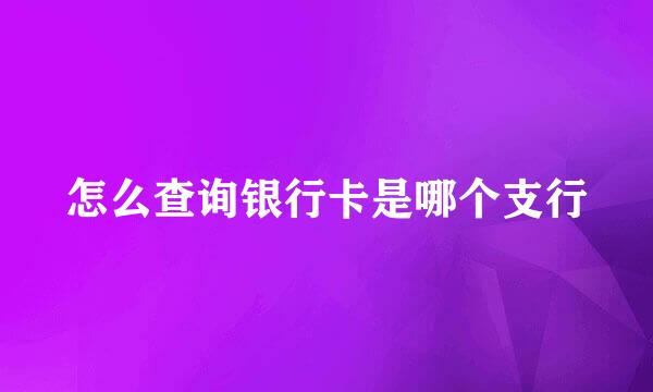 怎么查询银行卡是哪个支行
