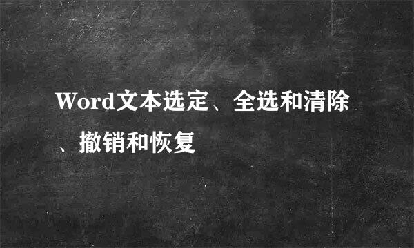 Word文本选定、全选和清除、撤销和恢复