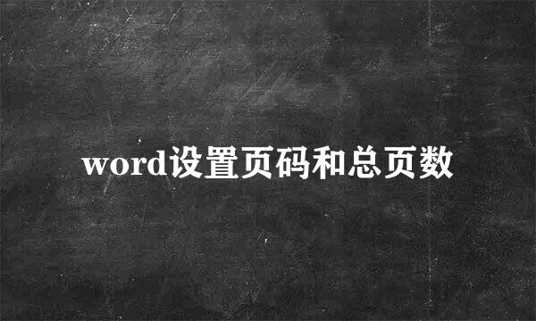 word设置页码和总页数