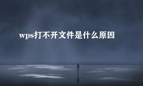 wps打不开文件是什么原因