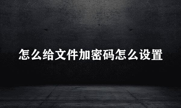 怎么给文件加密码怎么设置