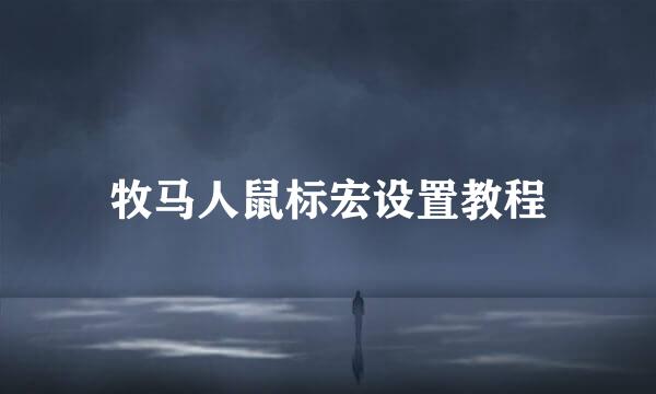 牧马人鼠标宏设置教程