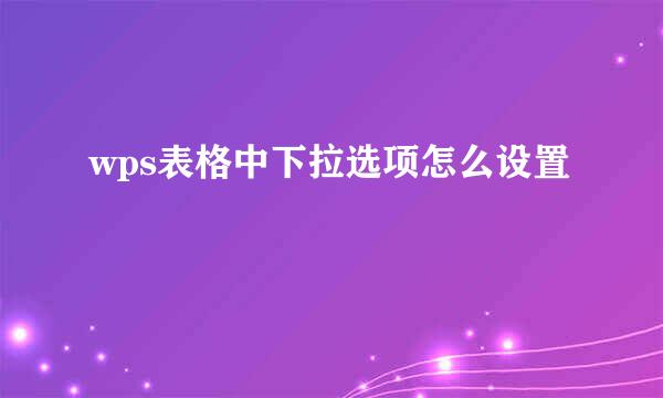 wps表格中下拉选项怎么设置