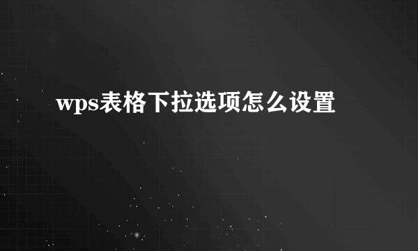 wps表格下拉选项怎么设置