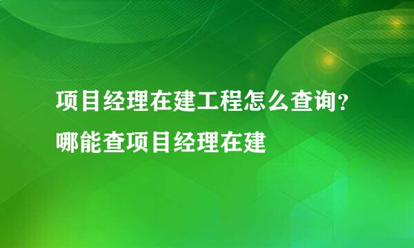 项目经理在建工程怎么查询？哪能查项目经理在建