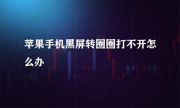 苹果手机黑屏转圈圈打不开怎么办