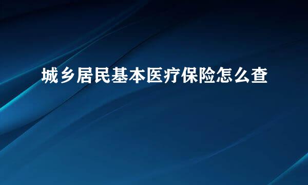 城乡居民基本医疗保险怎么查