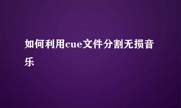 如何利用cue文件分割无损音乐