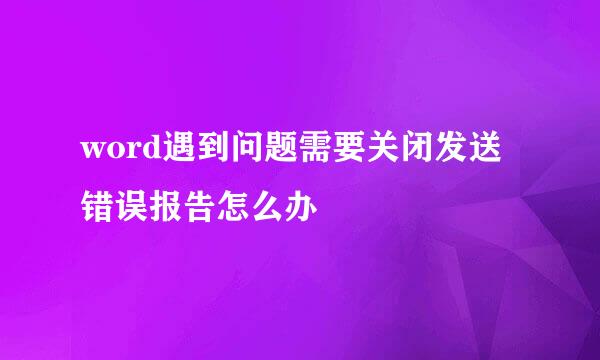 word遇到问题需要关闭发送错误报告怎么办