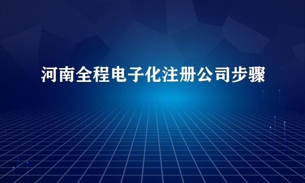 河南全程电子化注册公司步骤