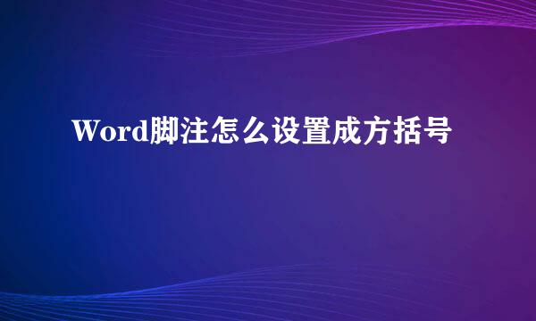 Word脚注怎么设置成方括号