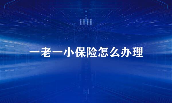 一老一小保险怎么办理