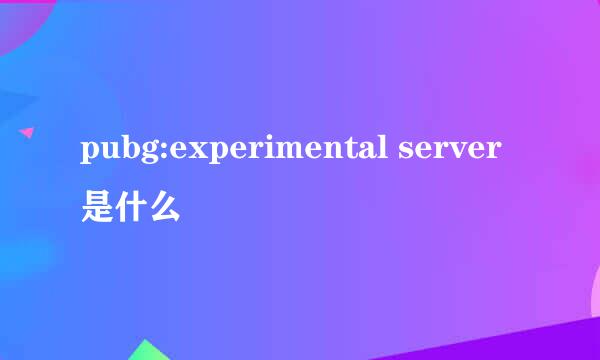 pubg:experimental server是什么