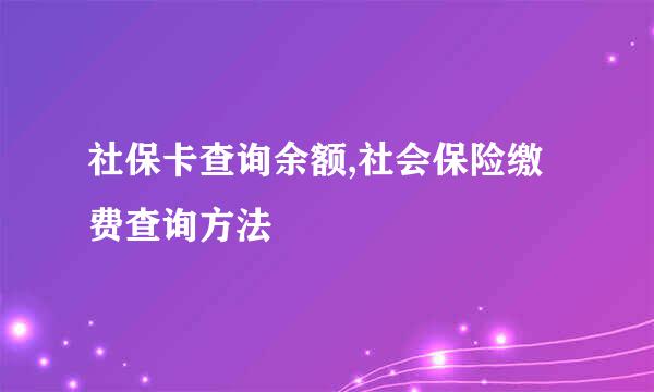 社保卡查询余额,社会保险缴费查询方法