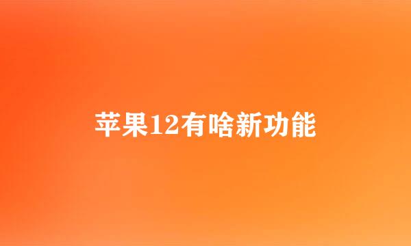 苹果12有啥新功能
