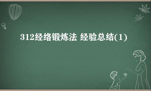 312经络锻炼法 经验总结(1)