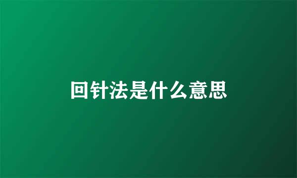 回针法是什么意思