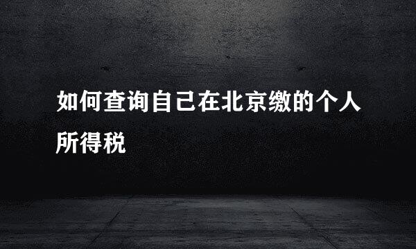 如何查询自己在北京缴的个人所得税