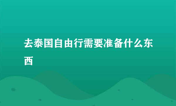 去泰国自由行需要准备什么东西
