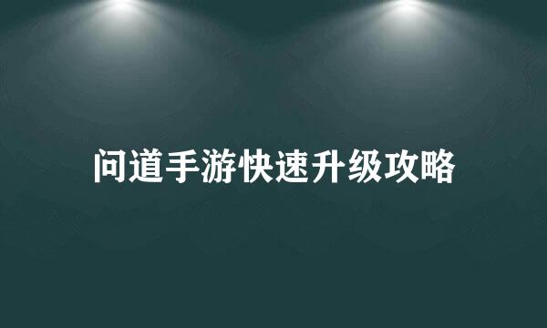问道手游快速升级攻略