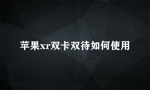 苹果xr双卡双待如何使用