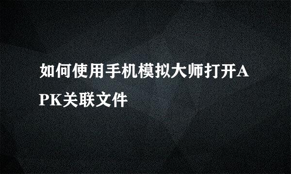 如何使用手机模拟大师打开APK关联文件