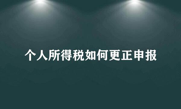个人所得税如何更正申报