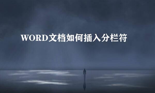 WORD文档如何插入分栏符
