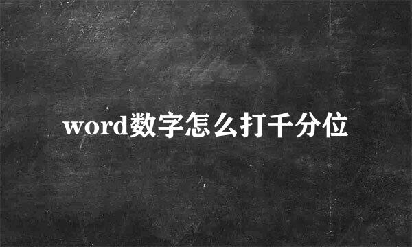 word数字怎么打千分位