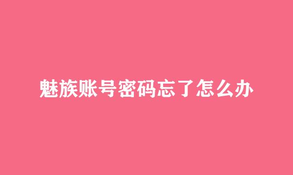 魅族账号密码忘了怎么办